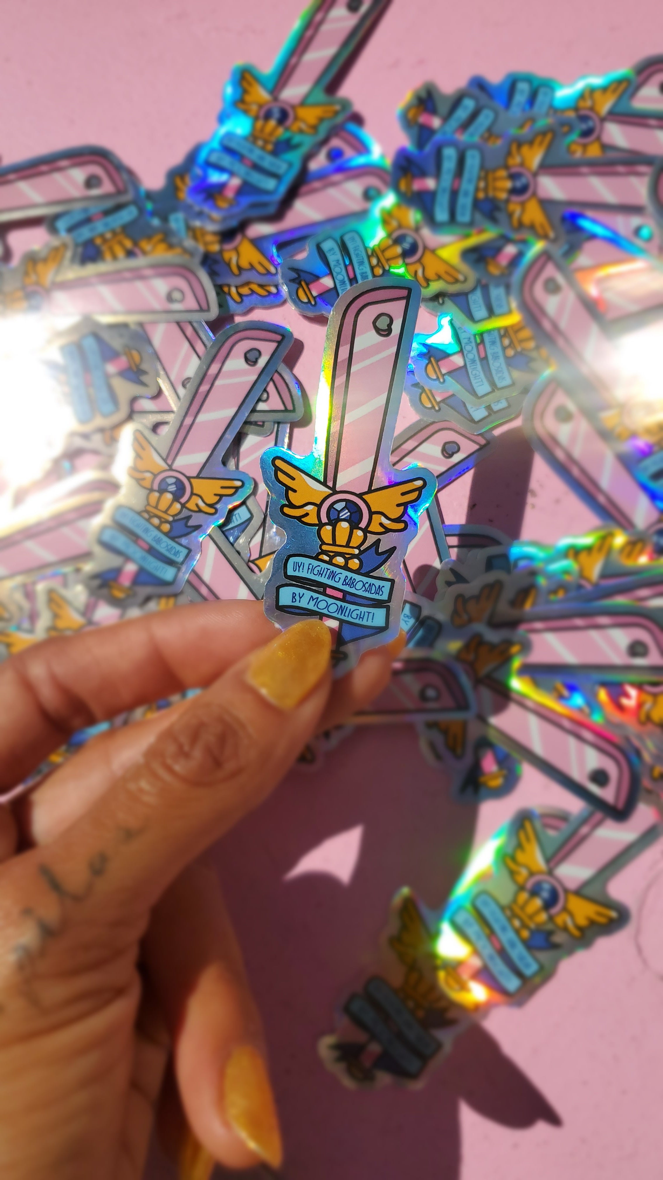 FIGHTING BABOSADAS MACHETE HOLOGRAPHIC STICKER – LOQUITA BATH